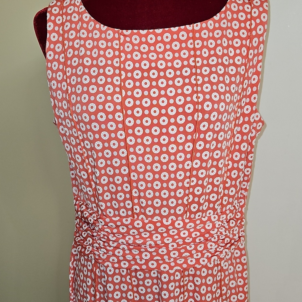 Perceptions Coral Polka Dot  Maxi Dress Size Large - Picture 2 of 7